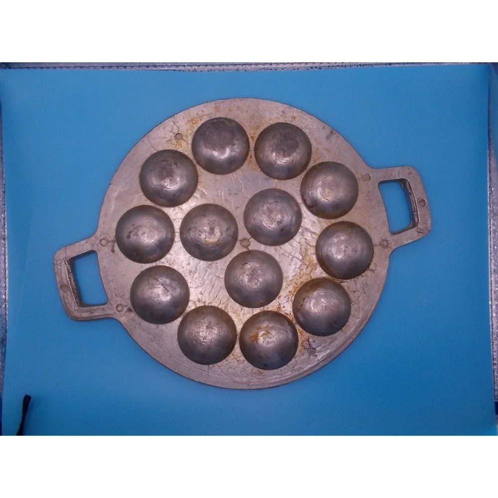 Vintage Cast Aluminum 15 Hole Aebleskiver Pan Danish Pancake Takoyaki Griddle